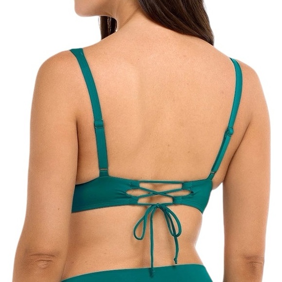 SKYE by Infinity Raine ISABELLA dark teal lace up back bikini swim top XL NWT - Picture 8 of 9